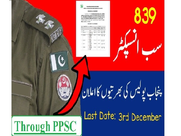 Sub Inspector Jobs 2021 in Punjab Police through PPSC